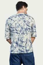 Blue Print Round Neck T-Shirt