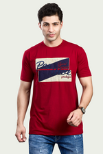 Marron Graphic Print Round Neck Stretchable T-Shirt