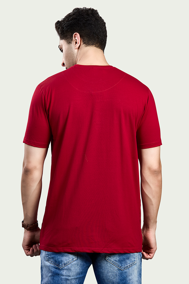 Marron Graphic Print Round Neck Stretchable T-Shirt