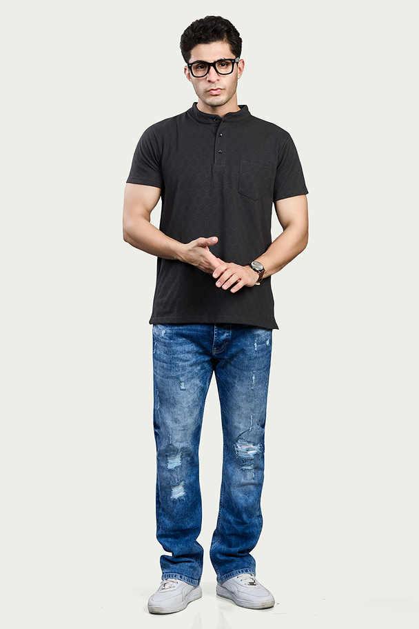 CharcoalGraphic Print Round Neck T-Shirt