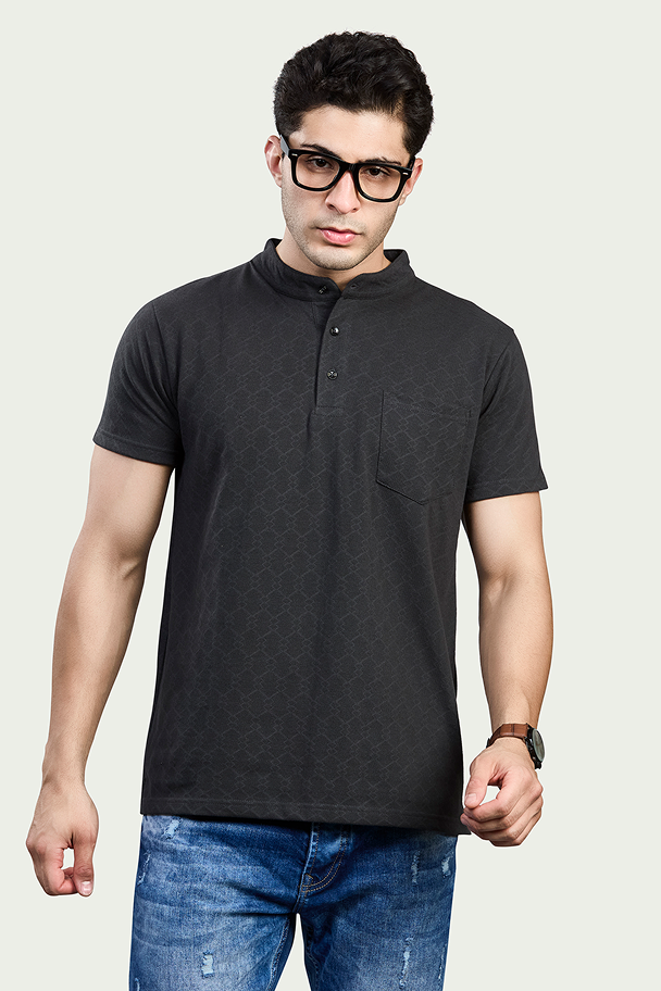 CharcoalGraphic Print Round Neck T-Shirt