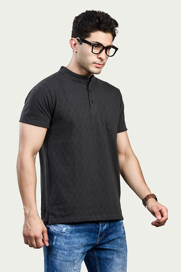 CharcoalGraphic Print Round Neck T-Shirt