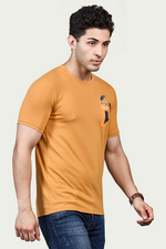 Mustard Print Round Neck Stretchable T-Shirt