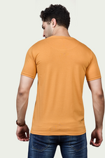 Mustard Print Round Neck Stretchable T-Shirt