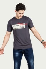 Navy Graphic Print Round Neck Stretchable T-Shirt