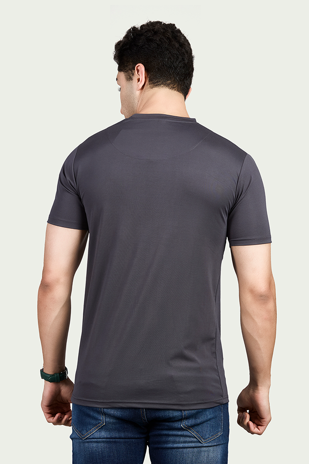 Navy Graphic Print Round Neck Stretchable T-Shirt