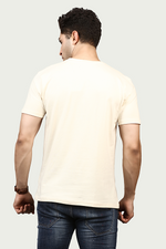 Cream Graphic Print Round Neck Stretchable T-Shirt