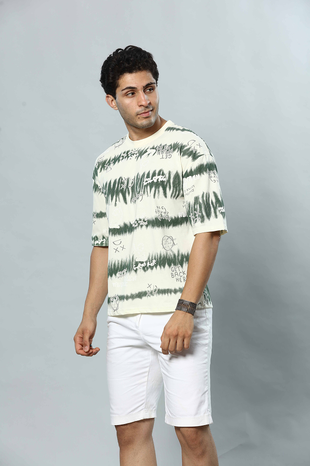 Graphic Print RoundNeck Oversized Drop Shoulder T-Shirt