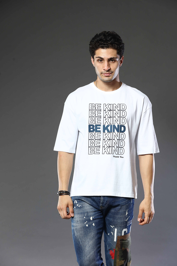 Graphic Print RoundNeck Oversized Drop Shoulder T-Shirt