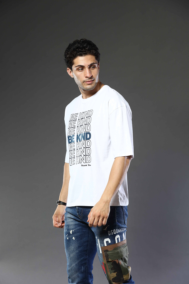 Graphic Print RoundNeck Oversized Drop Shoulder T-Shirt