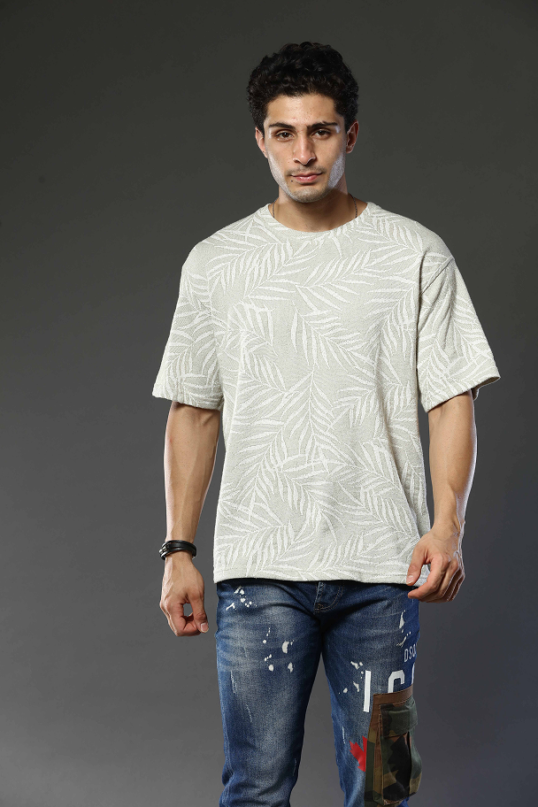 Printed Round Neck Oversized Drop Shoulder T-Shirt