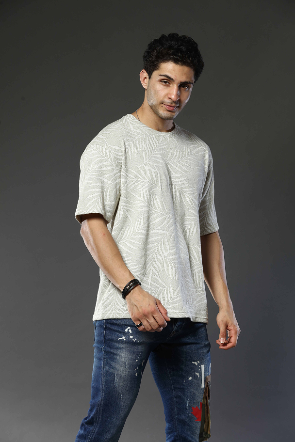 Printed Round Neck Oversized Drop Shoulder T-Shirt