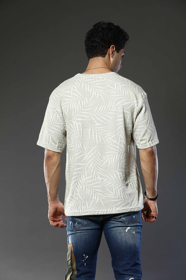 Printed Round Neck Oversized Drop Shoulder T-Shirt