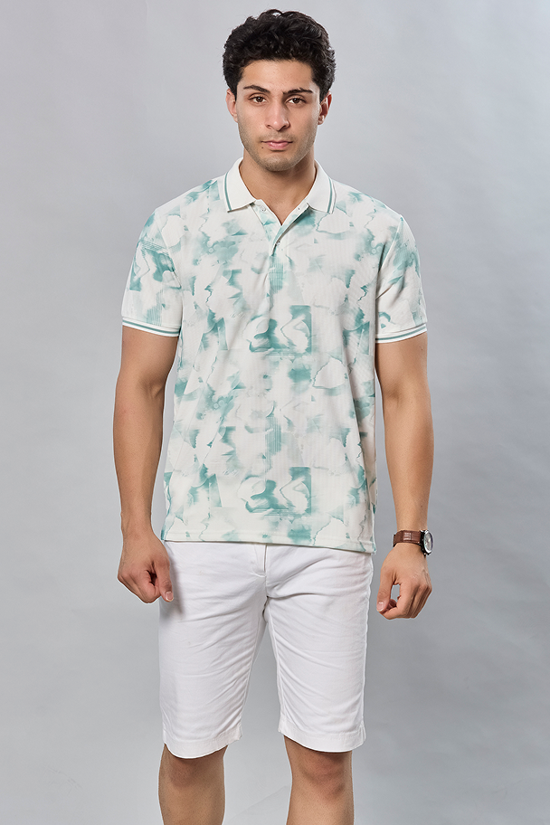 Printed Polo Neck T-Shirt