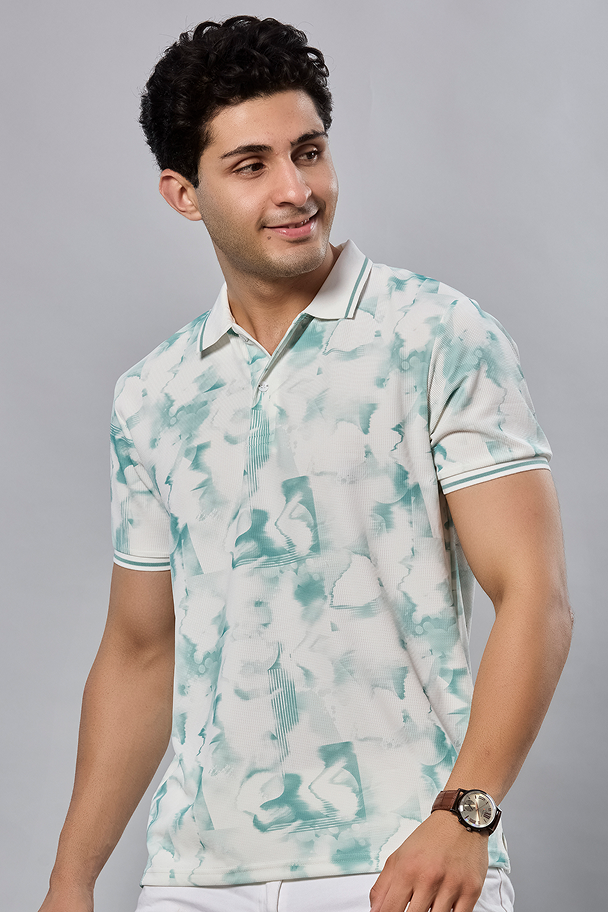 Printed Polo Neck T-Shirt