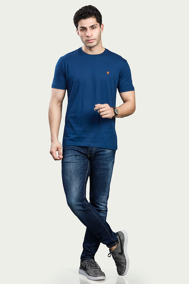 Solid Round Neck 100% Cotton T-Shirt