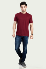 Solid Round Neck 100% Cotton T-Shirt