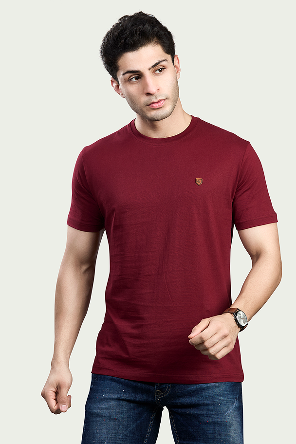 Solid Round Neck 100% Cotton T-Shirt