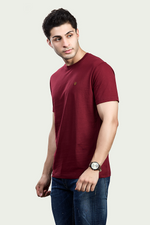 Solid Round Neck 100% Cotton T-Shirt
