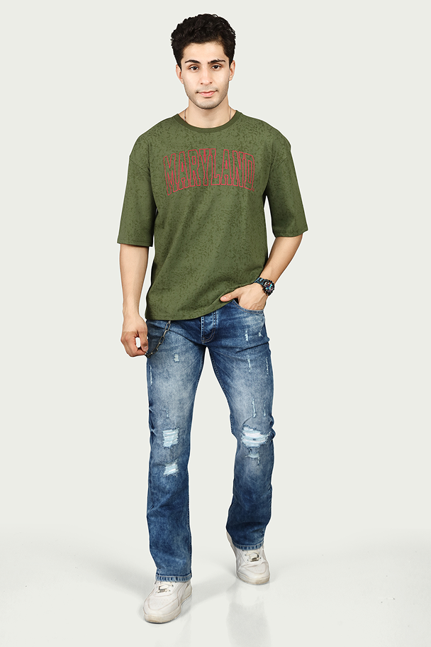 Graphic Print RoundNeck Oversized Drop Shoulder T-Shirt