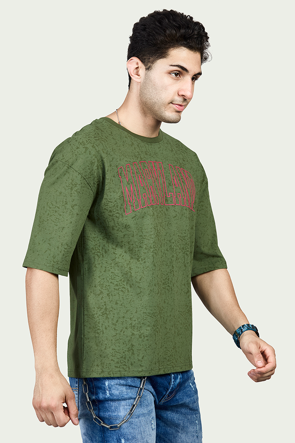 Graphic Print RoundNeck Oversized Drop Shoulder T-Shirt