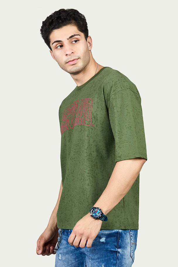 Graphic Print RoundNeck Oversized Drop Shoulder T-Shirt