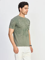 Olive Print Round Neck T-Shirt