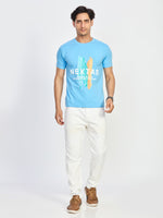 Blue Print Round Neck T-Shirt