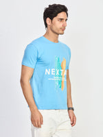 Blue Print Round Neck T-Shirt