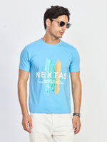 Blue Print Round Neck T-Shirt