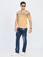 Sand Beige Stripe Polo T-Shirt