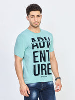 Blue Printed CottonRound Neck T-Shirt