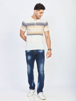 White Striped Cotton Polo T-Shirt