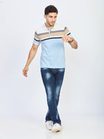 Light Blue Striped Polo T-Shirt