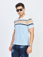 Light Blue Striped Polo T-Shirt