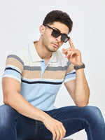 Light Blue Striped Polo T-Shirt