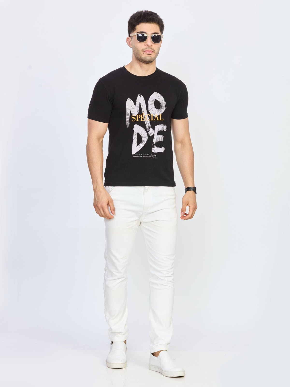 Black Graphic Print Round Neck T-Shirt