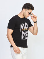 Black Graphic Print Round Neck T-Shirt