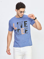 Blue Graphic Print Round Neck T-Shirt