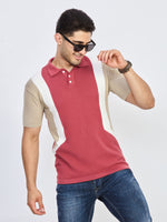 Textured Color Block Polo T-Shirt