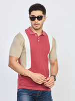 Textured Color Block Polo T-Shirt