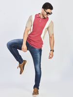 Textured Color Block Polo T-Shirt