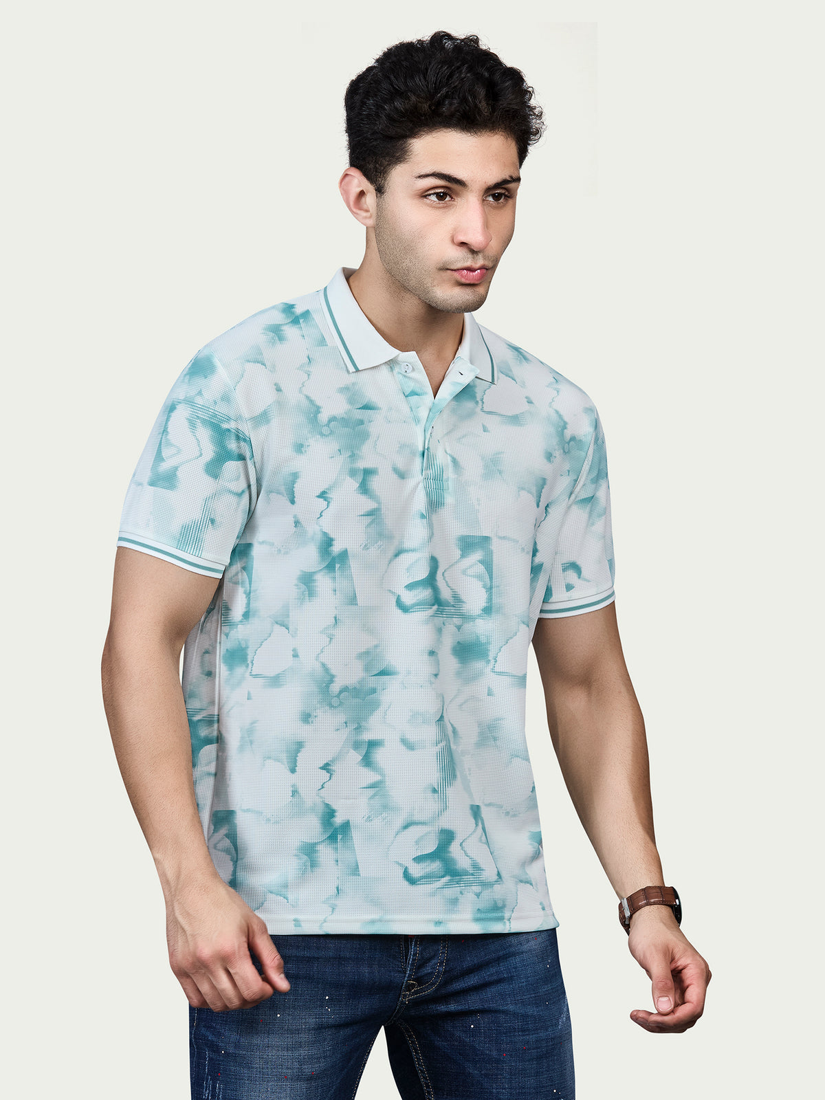 Printed Polo Neck T-Shirt