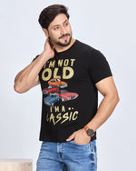 Black Graphic Printed Round Neck T-Shirt