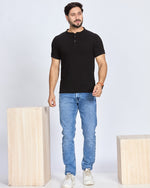 Black Henley Neck T-Shirt