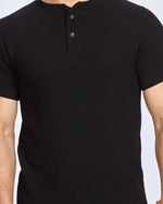 Black Henley Neck T-Shirt