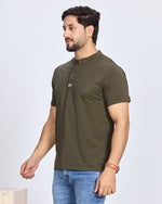 Olive Henley Neck T-Shirt