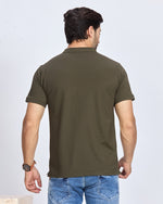 Olive Henley Neck T-Shirt