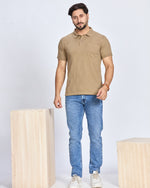 Khaki Solid Polo T-Shirt