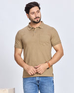 Khaki Solid Polo T-Shirt